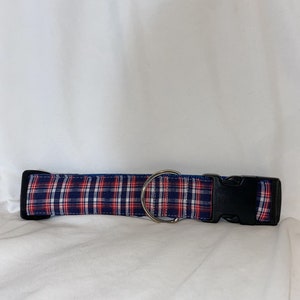 Dog Collar - Red, White, and Blue Extra Large All Breeds - &#39;Plaid’