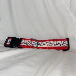 Dog Collar - Red and White Extra Large All Breeds - &#39;Summer’