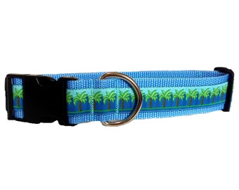 Extra stort hundhalsband "The Blue Palm"