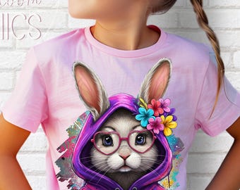 Girls Purple Easter PNG, Preppy Easter Png, Easter Flowers Png, Bunny Coquette Bow Png, Lilac Bunny Png, Easter Png, Retro Easter Png