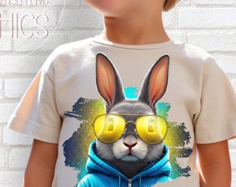 Preppy Easter Bunny PNG: Graffiti Boys Clipart (Digital Download)
