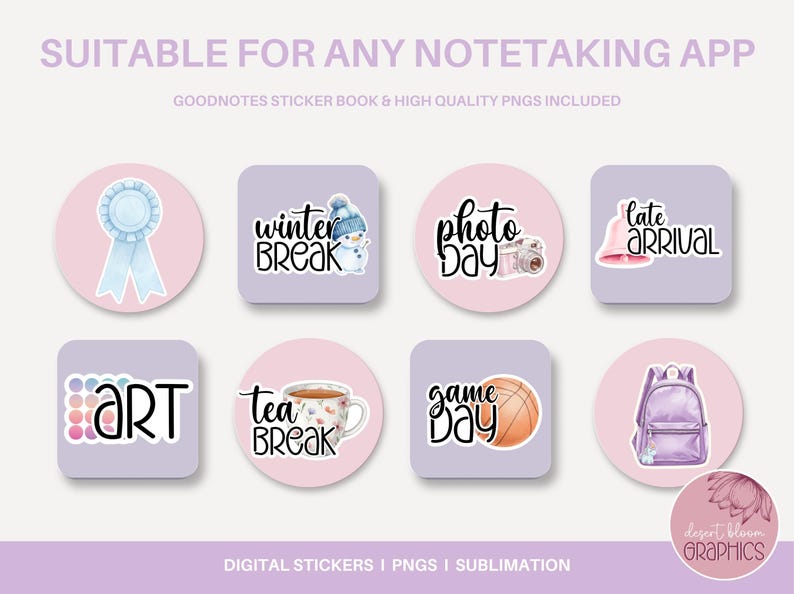 Digital Teacher Planner Stickers for Goodnotes | Transparent PNG Back ...