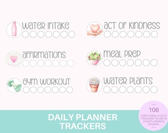 Digital Habit Tracker Stickers Bundle | Printable Monthly Planner Stickers for GoodNotes & Notability | Minimalist PNG I Marm