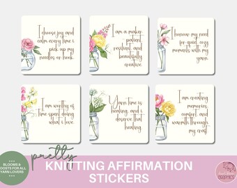 Yarn Affirmation Digital Stickers | Knitting & Crochet Quotes PNG for GoodNotes Planner Journal