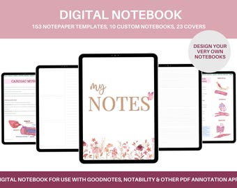 Digitales Notizbuch, Goodnotes Notizbuch, Notizbuch mit Tabs, Notability Notizbuch, Hyperlink Notizbuch, Studenten Notizbuch, iPad Notizen