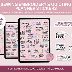 Everyday Digital Planner Stickers Pre Cropped Embroidery Stickers Quilting Stickers Quilting Planner Digital Sewing Craft Planner Stickers