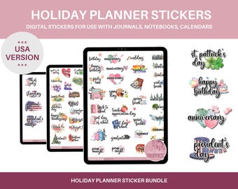 US Holiday Planner Stickers Yearly Holiday Stickers Digital Planner Calendar Holiday Stickers Everyday Planner Sticker Icons Set Goodnotes