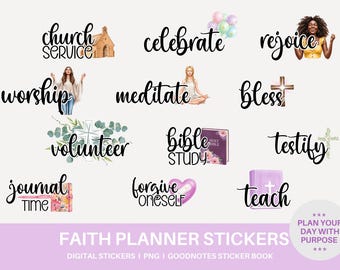 Faith Digital Planner Stickers 2025 Christian Inspirational Scripture Prayer Devotional Pages Printable Download