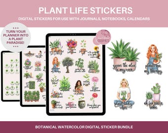 Watercolor Potted Plant Stickers PNG Clipart | Digital Planner Sheets for GoodNotes, Notability & iPad