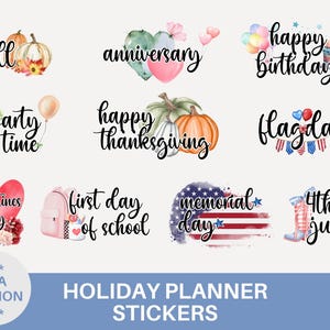 US Holiday Planner Stickers Digital Calendar Icons Set for GoodNotes Notability iPad Transparent PNG