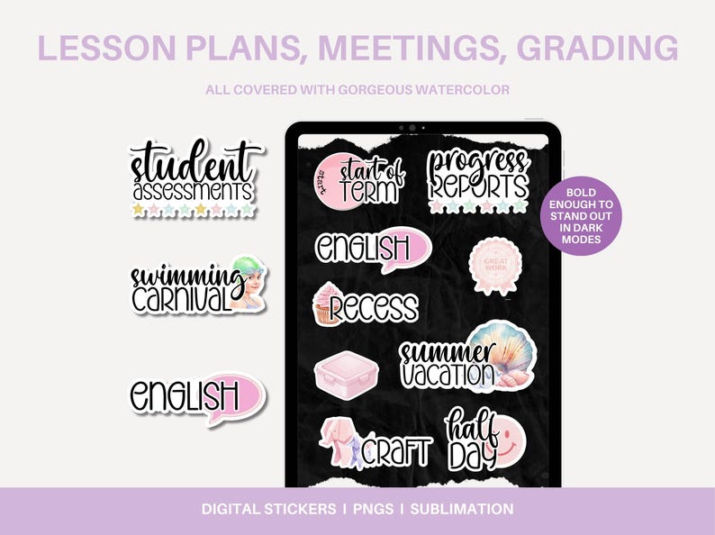 Digital Teacher Planner Stickers for Goodnotes | Transparent PNG Back ...