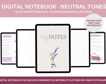 Digital Notebook Buyer (Neutral), Goodnotes Notizbuch, Notizbuch mit Tabs, Notability Notizbuch, Hyperlink Notizbuch, Studenten Notizbuch