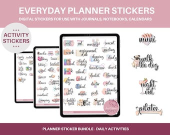 Digital Activity Planner Stickers for Notability & GoodNotes | Self Care PDF Precropped Transparent Elements