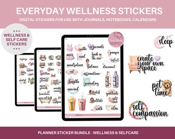 Self-Care Digital Planner Stickers | Aesthetic Wellness GoodNotes iPad Transparent PNG Clipart