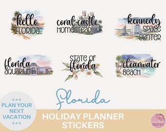 Florida Vacation Planner Stickers Watercolor Personalized Digital Download for GoodNotes Notability Journal