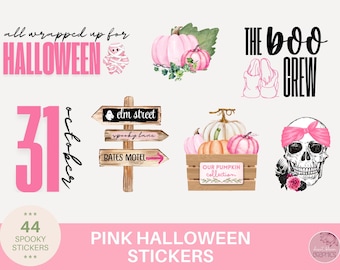 Pink Halloween Witchy Stickers Digital Download PNG Girly Clipart for GoodNotes Notability Planner