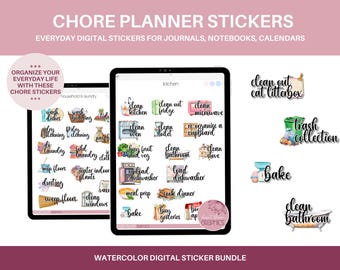 Digital Chore Stickers for Household Chore Planner and Chart Printable Weekly House Chores Everyday Digital Planner Stickers Goodnotes