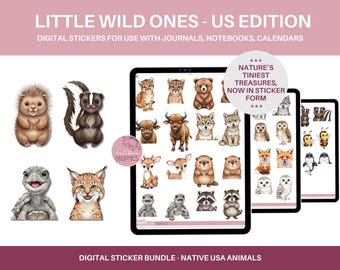 Little Wild Ones, Digital Stickers, Native US Animals, Goodnotes Stickers, Pre-cropped Stickers, Digital Planner Stickers, Wild Thing
