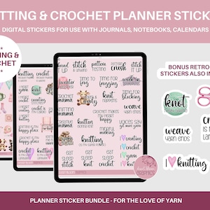 Digital Planner Stickers Knitting Crochet | Förbeskuren PNG GoodNotes iPad