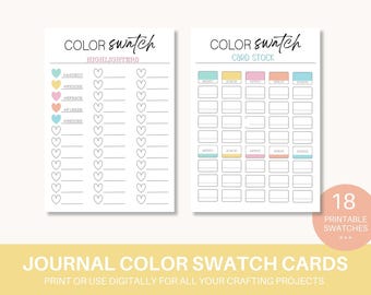 Printable Color Swatch Journal Pages | Paint Marker Yarn Palette Tracker & Log | Digital Planner Insert