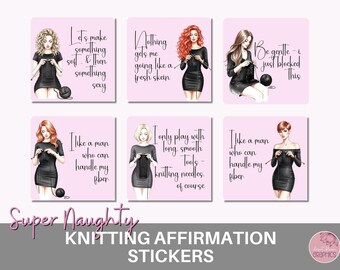 Yarn Affirmation Funny Affirmations Stickers | Super Cheeky Knitting Quotes PNG | Yarn Lover Gift for Goodnotes Planner
