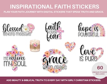 Faith Inspiration Christian Girl Stickers PNG | Digital Planner Girly Bible Verse Affirmation | Goodnotes Notability Pre-Cropped Transparent