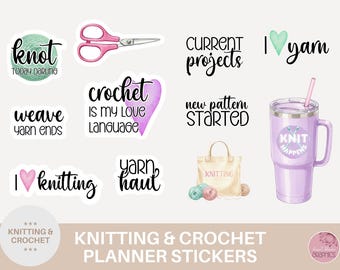 Knitting & Crochet Digital Planner Stickers | Pre-Cropped PNG for GoodNotes iPad Instant Download