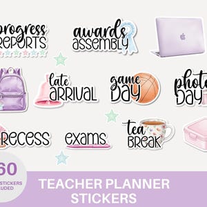 Adesivos digitais para planejamento de professores no GoodNotes | PNG transparente, volta às aulas, educação domiciliar, para mães que ensinam em casa.