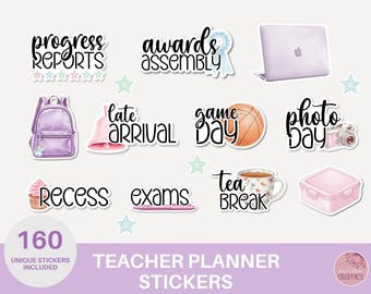 Digital Teacher Planner Stickers for GoodNotes | Transparent PNG Back to School Homeschool Mom Teaching