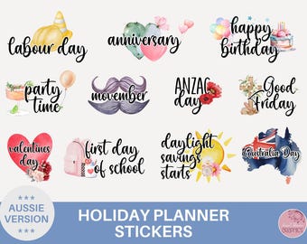 Australian Holiday Planner Stickers Digital Calendar Icons for GoodNotes Notability iPad Aussie Yearly Organizer