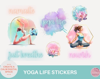 Yoga Life Digital Stickers for GoodNotes & Notability | Pre-Cropped iPad PNG Files