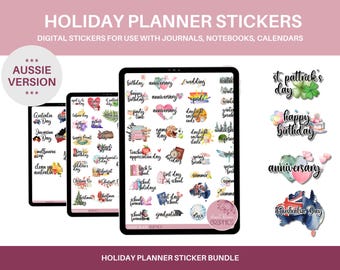 Australian Holiday Planner Stickers | Digital Calendar Icons for GoodNotes Notability iPad Aussie Yearly Planner