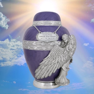 Wings of An Angel Purple Adult Urn  - ENGRAVING Available - Exclusive Urn - FAST SHIPPING