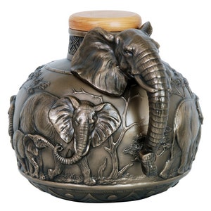 African Elephant Adult Urn - Unique Nature Lover Memorial Handcrafted - Free Engraving - Adult Cremation Unique Urn