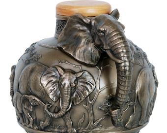 African Elephant Adult Urn Unique Nature Lover Memorial Handcrafted Personalized Engraving Oversized Adult Cremation Unique Urn
