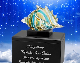 Seashell Crystal Art Cremation Adult Urn - Personalized Engraving - Elegant Memorial Tribute - Handcrafted