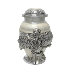 Angel of Grief® White Keepsake Urn - Custom Engraving - Mini Cremation Urn - Free Protective Bag - Lifetime Warranty - Fast Shipping