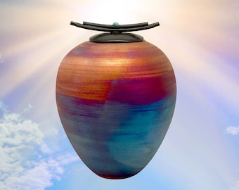 Southwestern Raku Cremation Urn: Adult/Medium Size, Optional Engraving