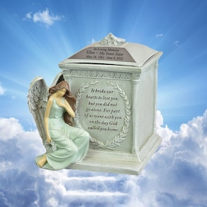 Angel Sculpture Medium Urn - Elegant Sculpture - Heartfelt Poem - Hand Painted Tribute - Customized Engraving - Lifetime Warranty