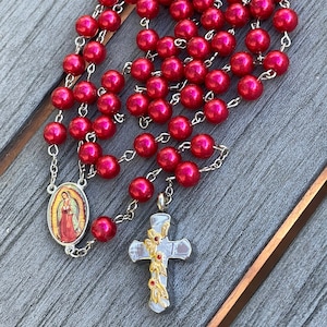 Our Lady of Guadalupe Rosary Necklace Urn