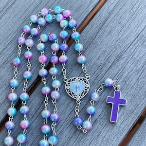 Purple rosary cremation jewelry urn