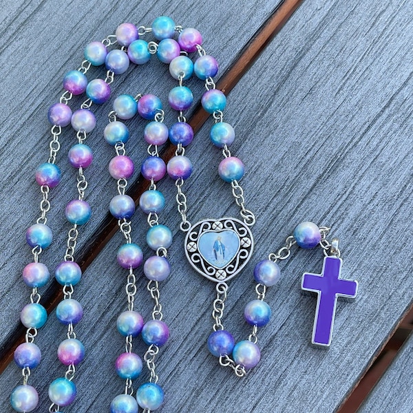 Pastel Purple Rosary Necklace Urn