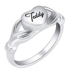 Heart & Hands Ring Cremation Urn - Engraving Option