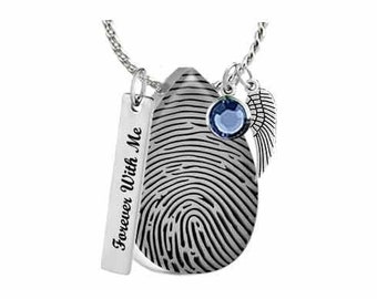 Personalized Thumb Print Photo Pendant Teardrop Urn - Love Charms® Option