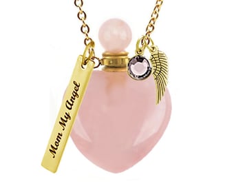 Pink Crystal Heart Ash Necklace Urn - Love Charms™ Option