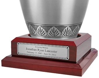 Personalized Wooden Urn Stand with Engraved Name Plate