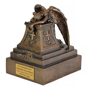 Angel of Grief® Bronze Adult Urn - Custom Engraved - Lifetime Warranty - Fast Shipping - Elegant Memorial - Exceptional Design