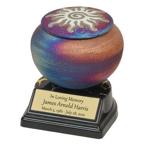 Raku 14 Variety Keepsake Urn & Engraved Stand Option
