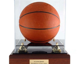Walnut Basketball Memorial Urn with Autograph Ball & Free Engraving