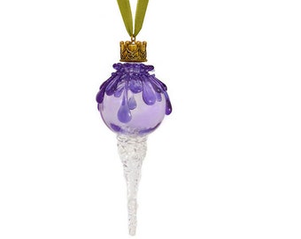 Lavender Snowball Icicle Ornament Keepsake Urn